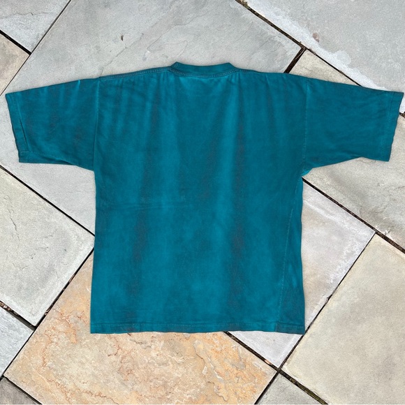 Vintage 90s Overdyed Dark Teal Reworked Pocket T-Shirt - Picture 2 of 5